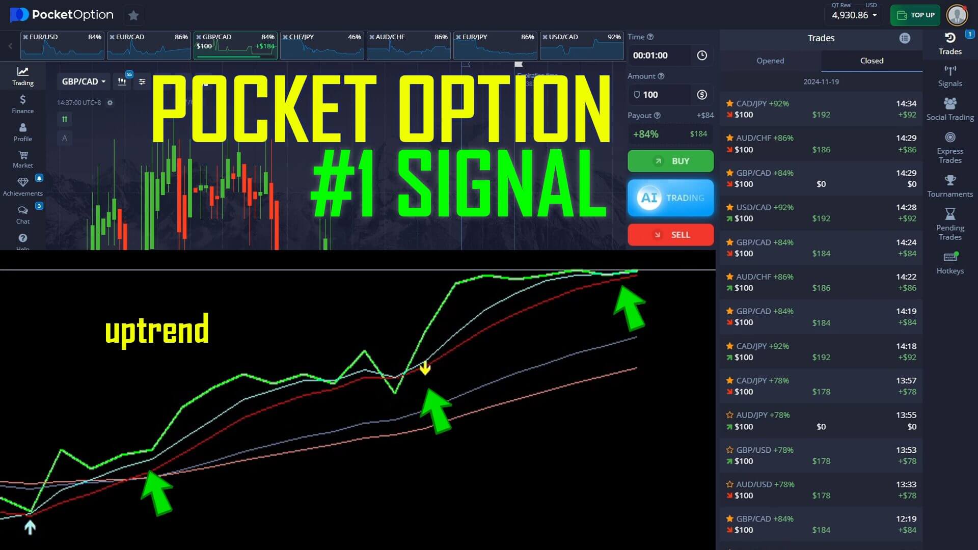 FX Scanner Pro on Pocket Option 1 Minute Chart