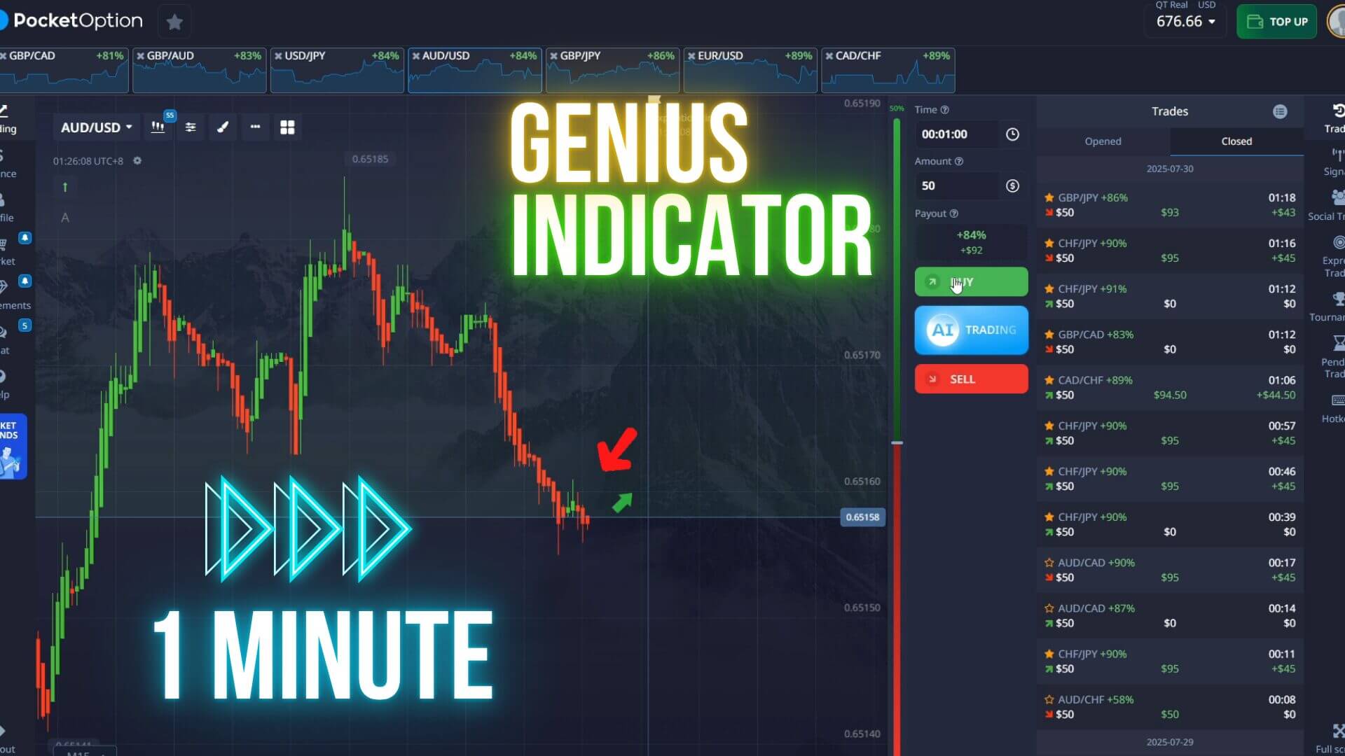 Binary Sniper Pro Trading Alert on 1 Minute Pocket Option Trading